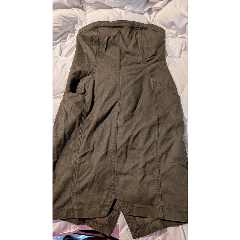 Joe's Jeans army green strapless canvas utility midi dress size L